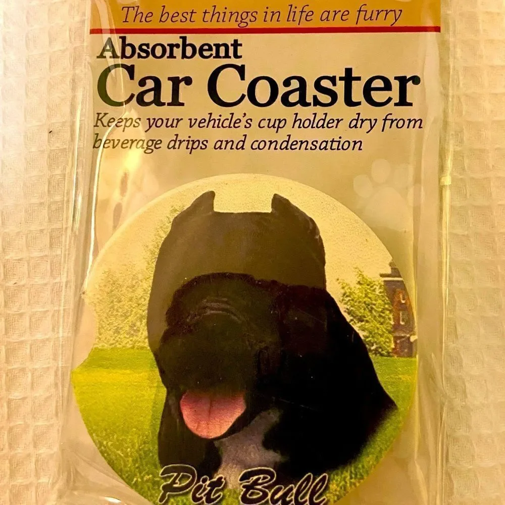 BLACK PIT BULL Absorbent Stone CAR Coaster by E&S Pets. 
BNWT - Picture 3 of 4